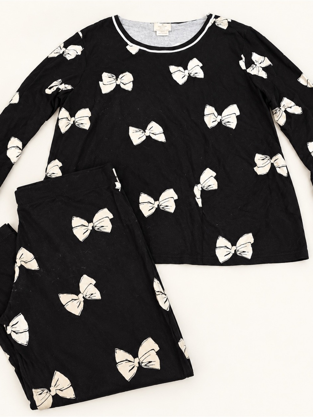 Kate Spade Black White Bow Sweater Knit Jogger Pajama Set XL - Picture 1 of 2